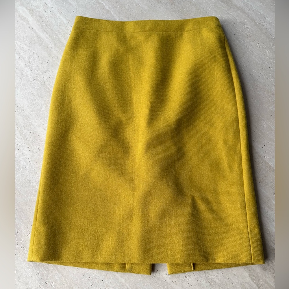 J. Crew Marigold Yellow No. 2 Pencil Double Serge Wool Skirt 2